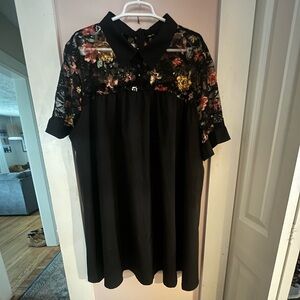 Floral Lace Black Dress